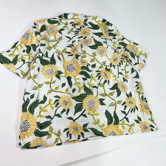 Barbour Top Womens 8 Yellow Floral Linen Blend Bloomfield Shirt NWT Button Down - Picture 10 of 10